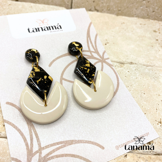 Elegant Black Diamond Gold-Accent Earrings