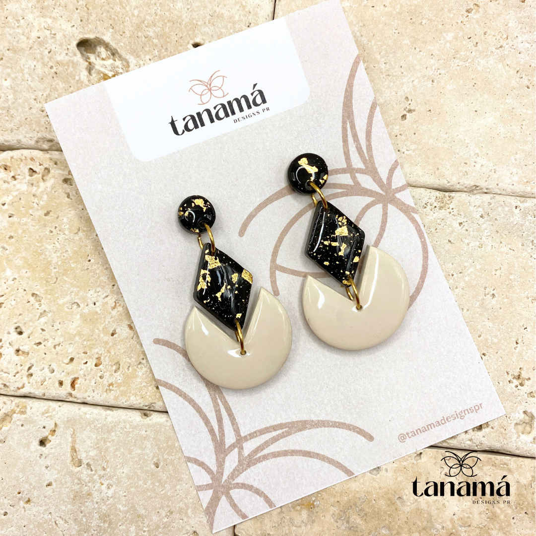 Elegant Black Diamond Gold-Accent Earrings