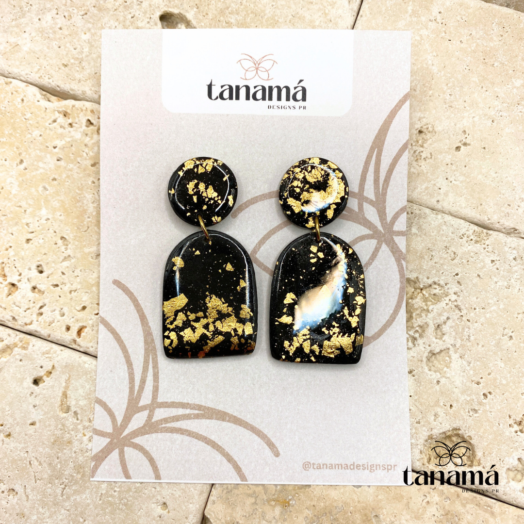 Black and Gold Arc Earrings