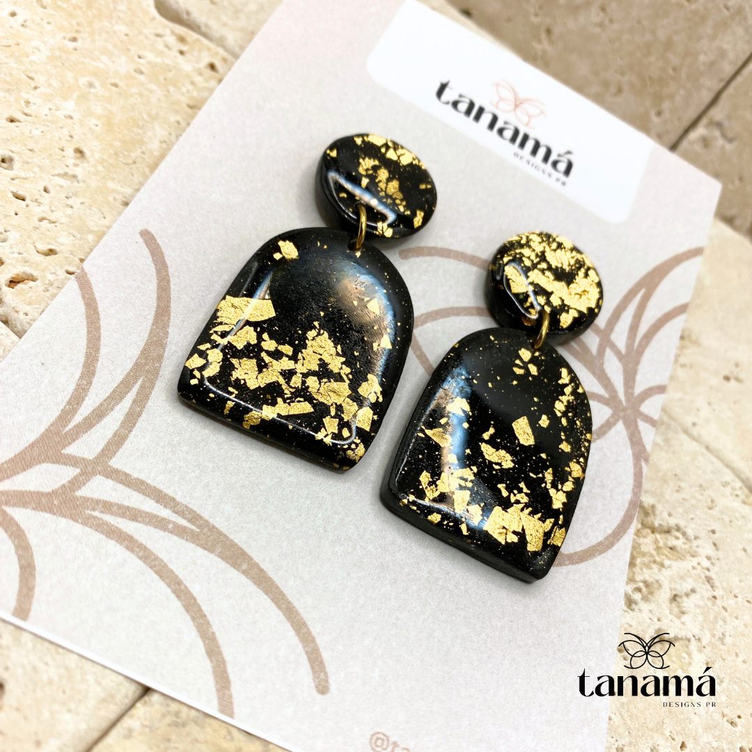 Black and Gold Arc Earrings